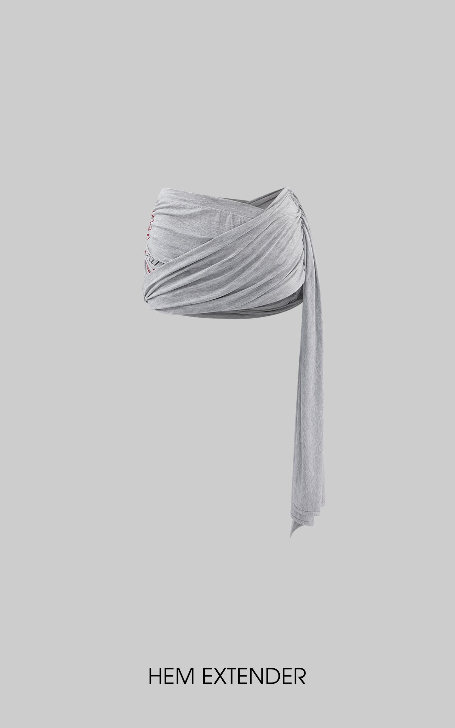 Rase le sol Denim Shorts with Draped Graphic Hem Extender