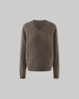 ROVENTE Brushed V-Neck Relaxed Fit Long Sleeve Knit Sweater