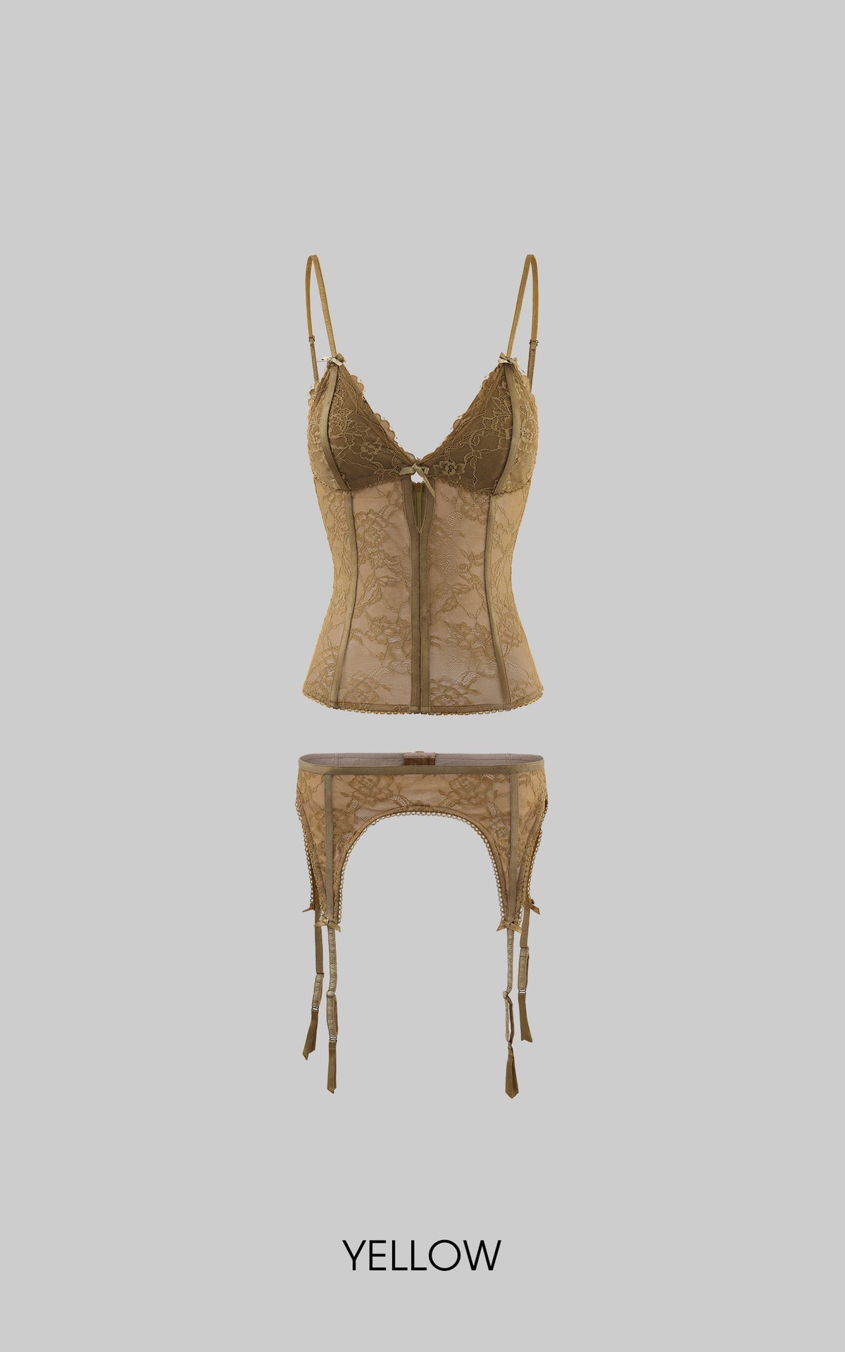 ROVENTE Floral Lace Cami &amp; Garter Belt Set