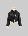 WARDEN EDGE Veste en Cuir avec Fausse Fourrure Shearling