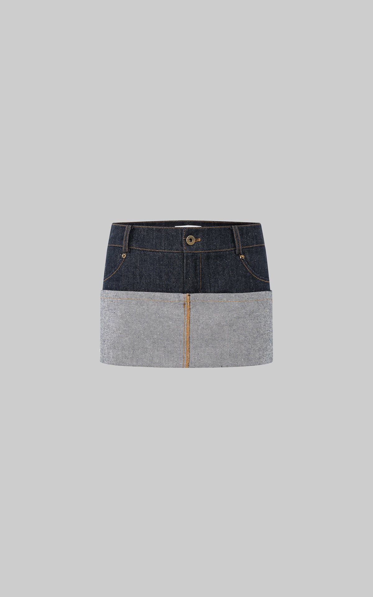 IAMXIAA Inside-Out Contrast Denim Micro Skirt