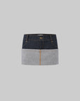 IAMXIAA Inside-Out Contrast Denim Micro Skirt