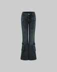 Rase le sol Paneled Flared Cargo Denim Pants