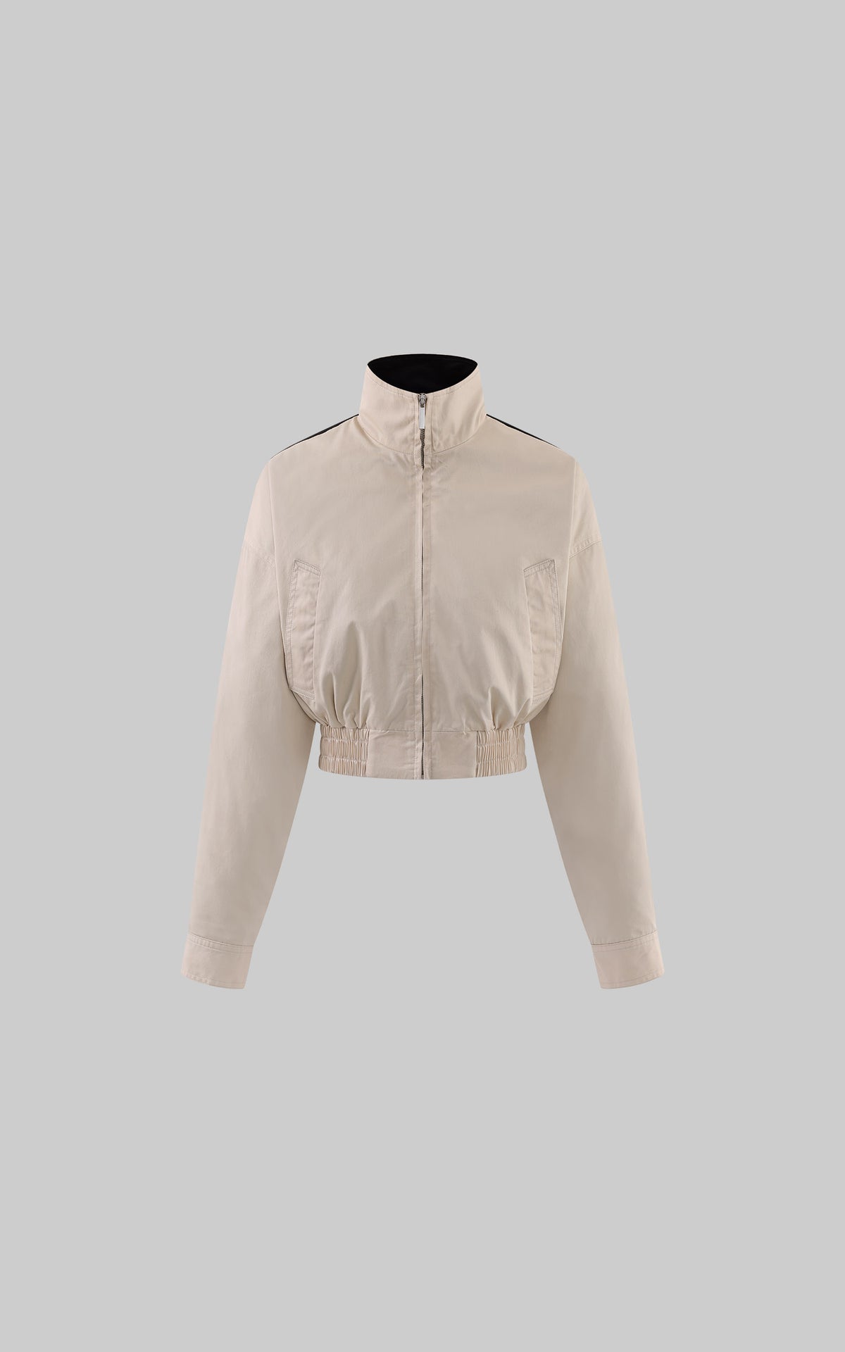 ROVENTE Contrast Stripe Cropped Track Jacket