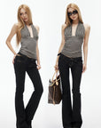 IAMXIAA Low-Rise Dark Wash Flare Jeans