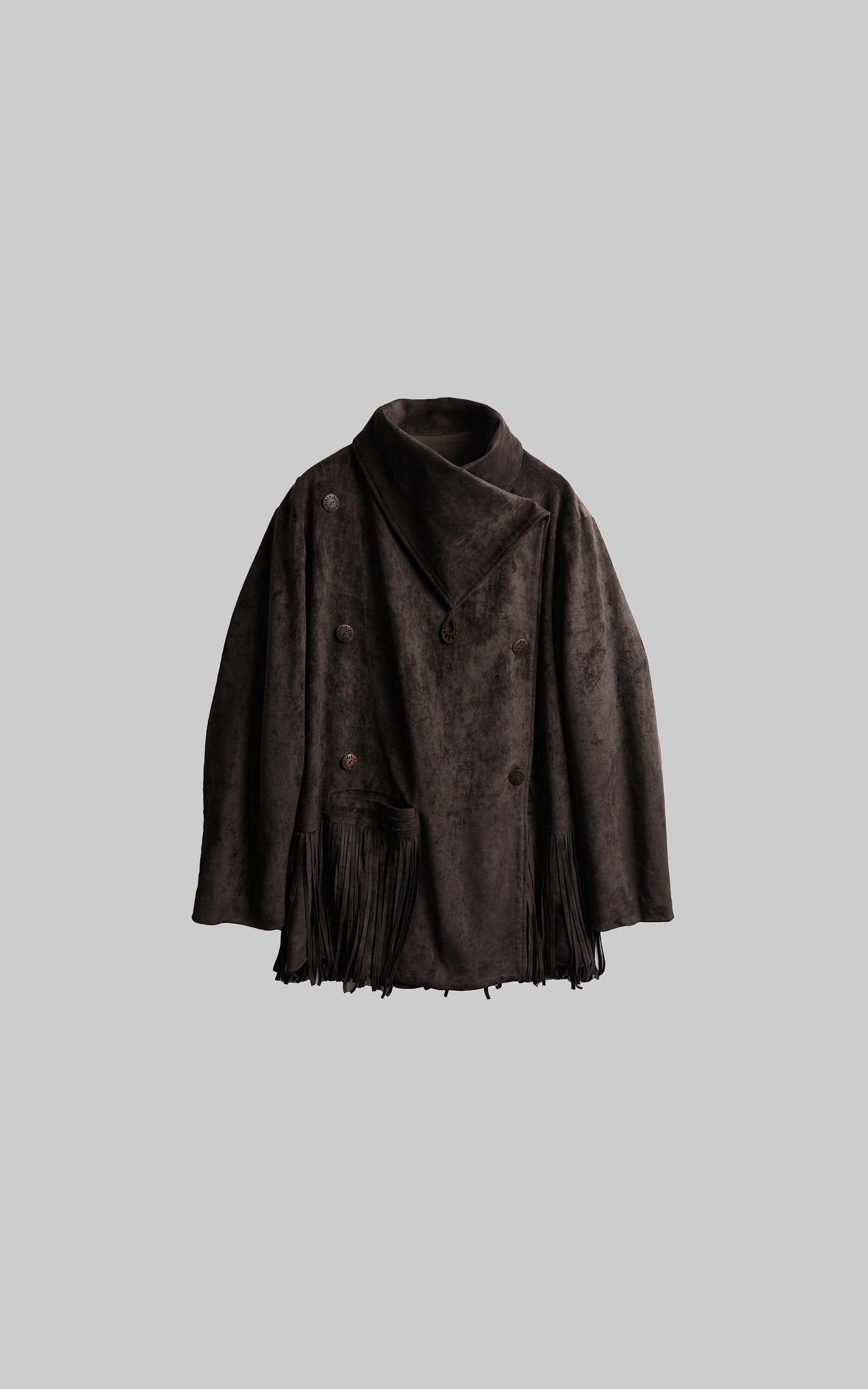 DOINDULGE Asymmetric Fringe-Trim Textured Jacket