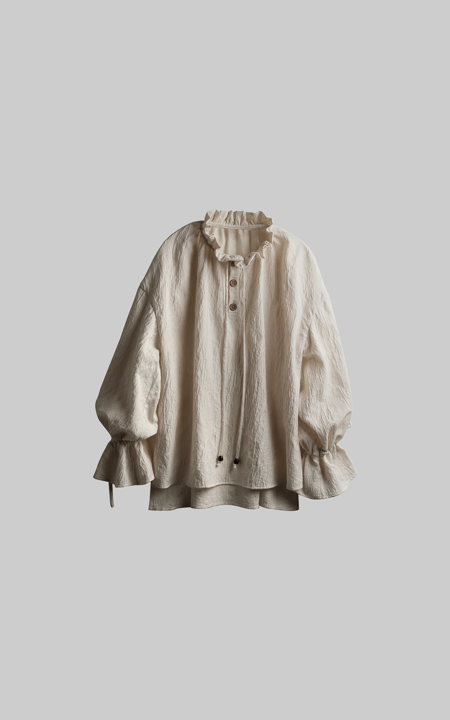 DOINDULGE Textured Gathered Sleeve Blouse