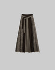 DOINDULGE Tie-Waist Frayed Panel Maxi Skirt