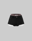 WARDEN EDGE Layered Plaid Waist Micro Shorts