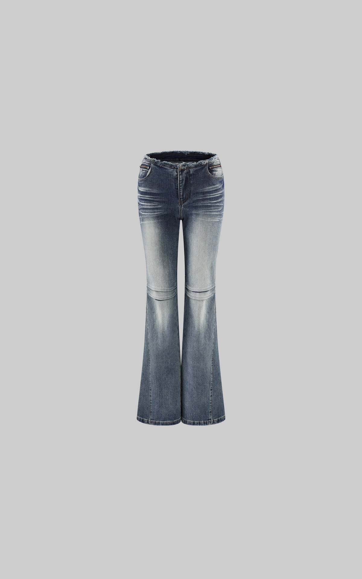 Rase le sol Distressed Low-Rise Washed Flared Denim Jeans