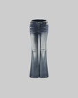 Rase le sol Distressed Low-Rise Washed Flared Denim Jeans