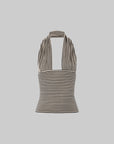 IAMXIAA Deep Plunge Striped Halter Top