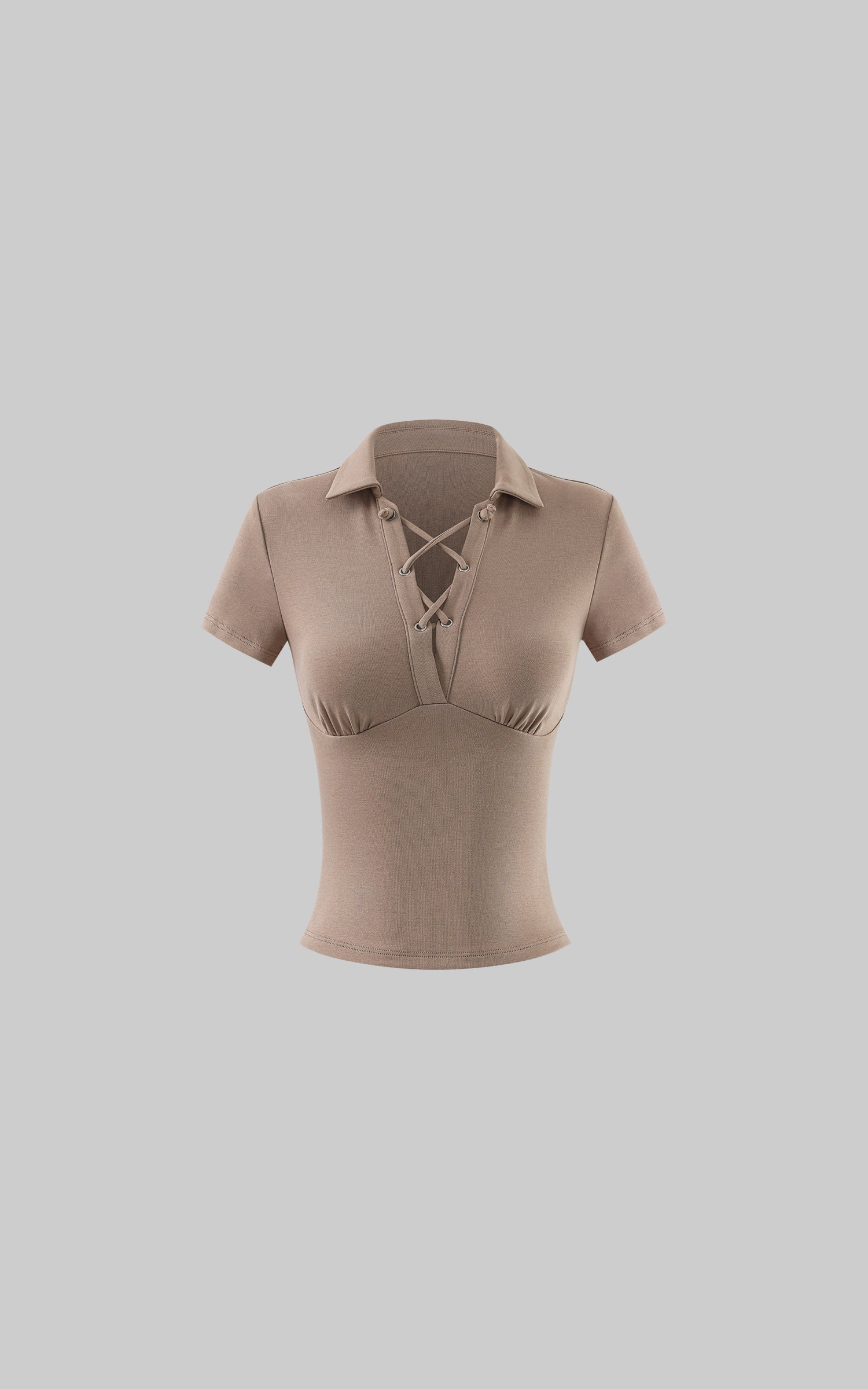 Hydrae Lace-Up Polo Collar Short Sleeve Slim Fit Top – PINKPARKS