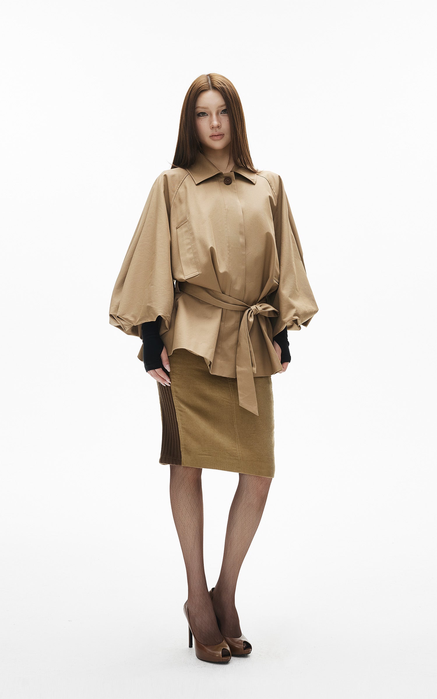 IAMXIAA Veste trench décontractée à ceinture