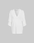 IAMXIAA V Neck Long Sleeve Tee Casual Loose Fit Top
