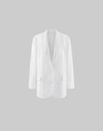 0122stepll Relaxed Linen Suit Set Blazer Pants & Wrap Skirt Overlay
