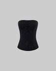 ROVENTE Black Strapless Mesh Corset Top