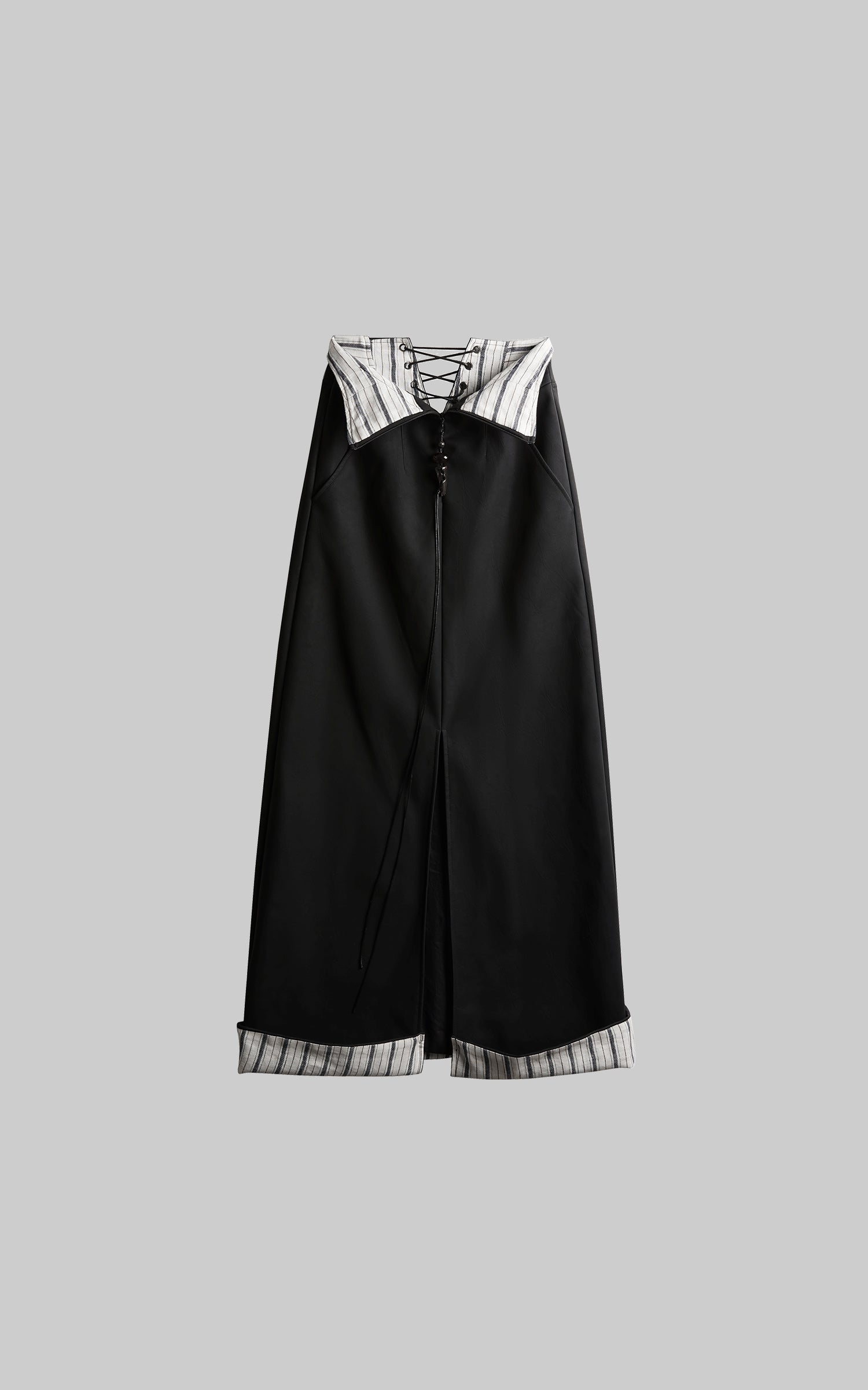 DOINDULGE High-Waist Structured Maxi Skirt with Contrast Hem