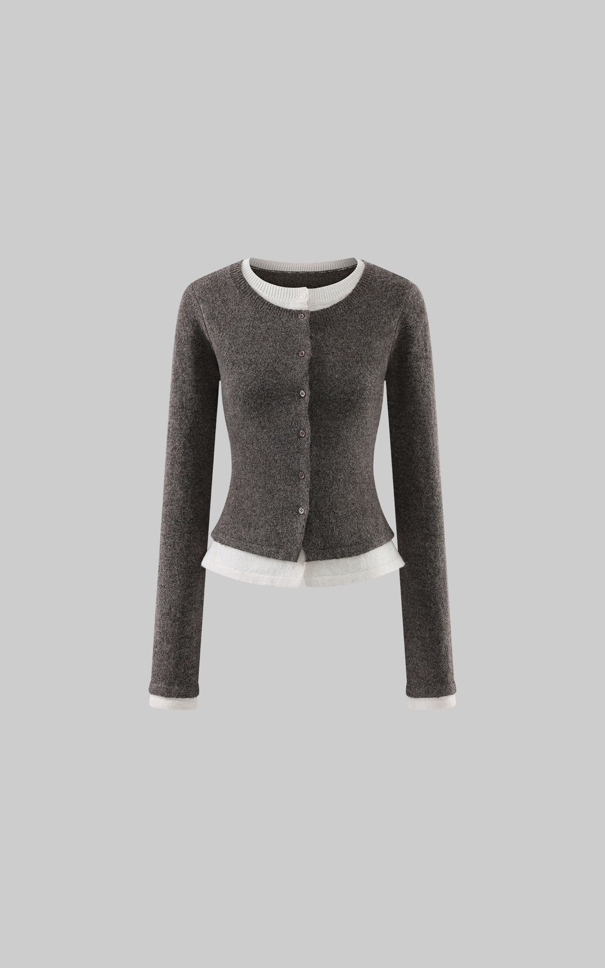 WARDEN EDGE Faux-Layered Asymmetric Knit Cardigan