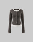 WARDEN EDGE Faux-Layered Asymmetric Knit Cardigan