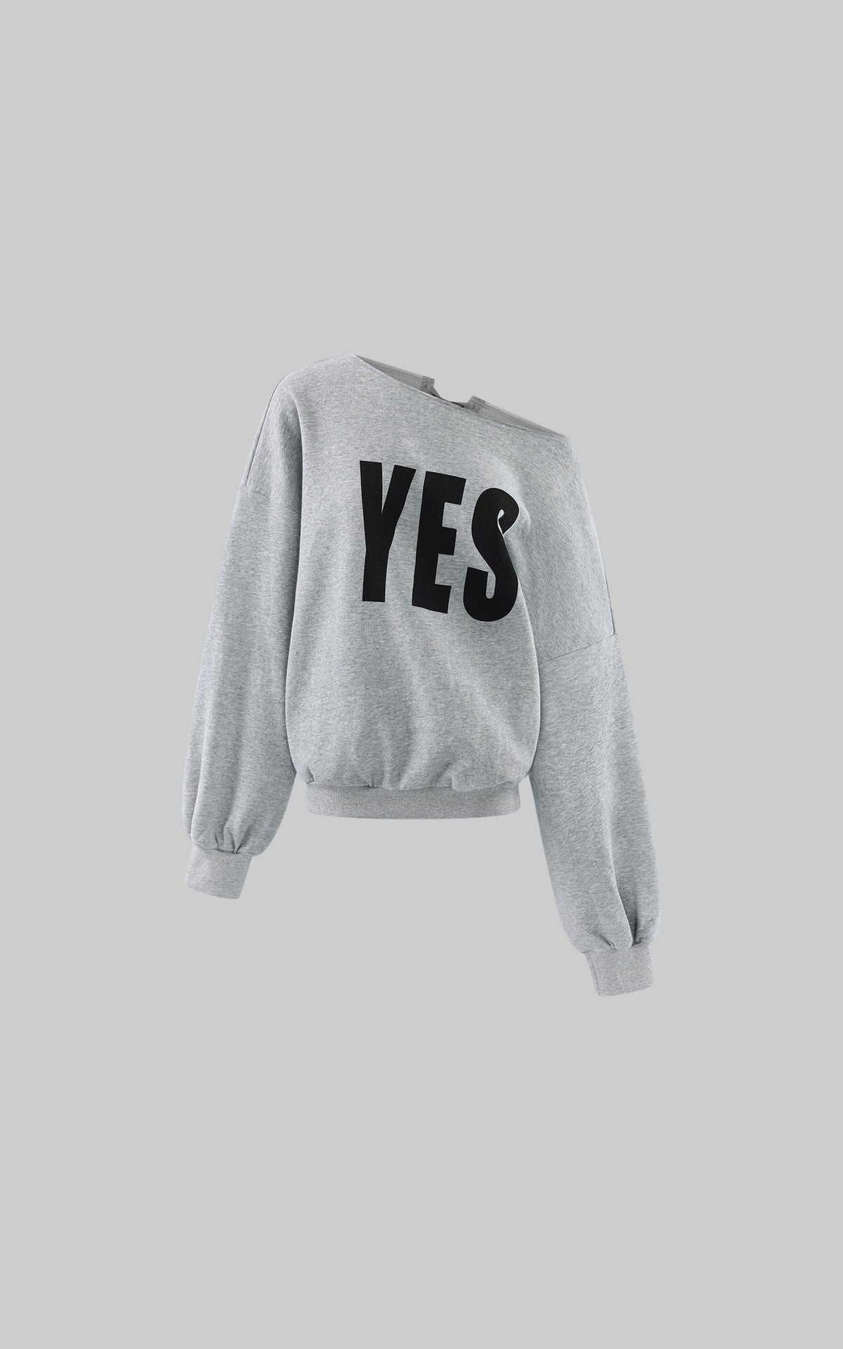 WARDEN EDGE YES Graphic Lace-Up Off-Shoulder Sweatshirt