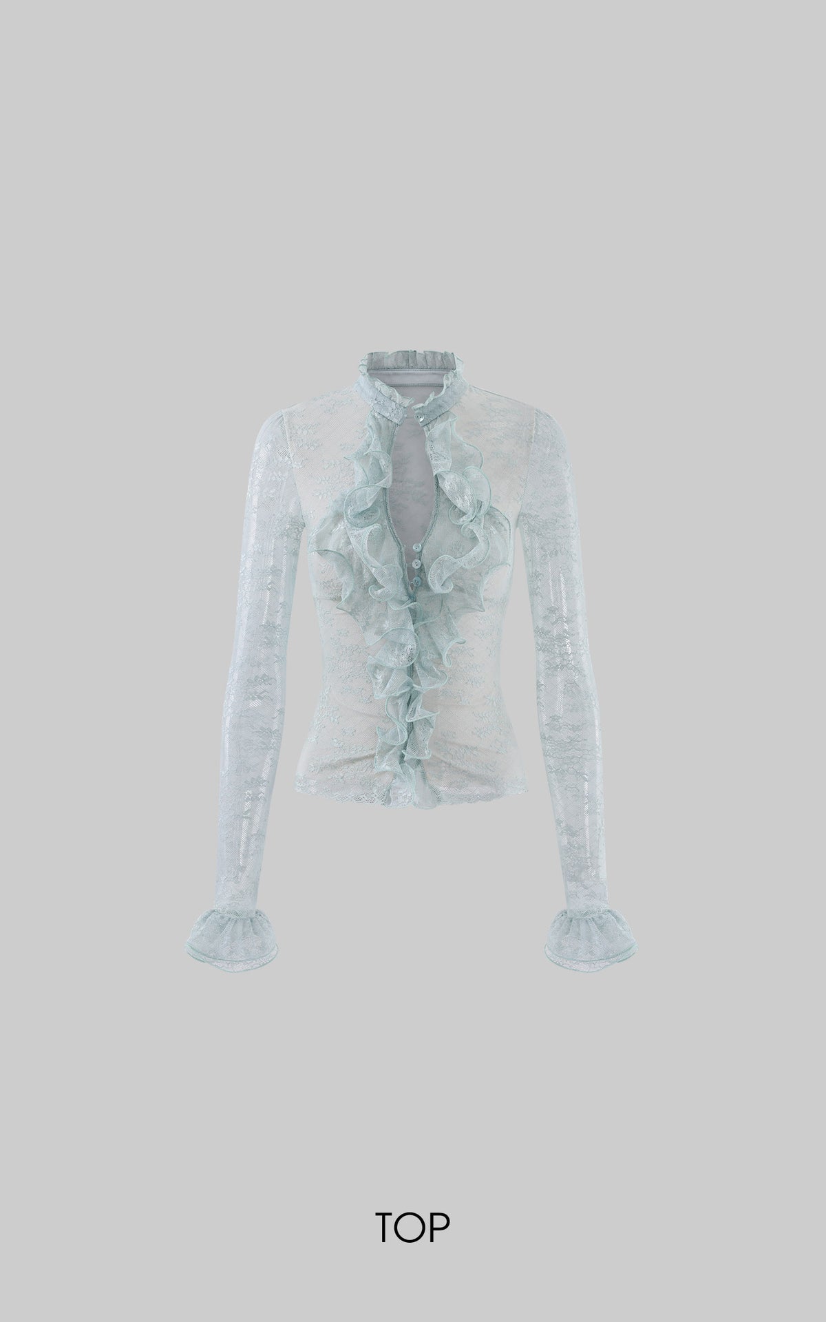 Hydrae Ensemble deux pièces : blouse à volants en dentelle florale transparente et jupe midi en similicuir, avec devant goutte d'eau et silhouette sculptée