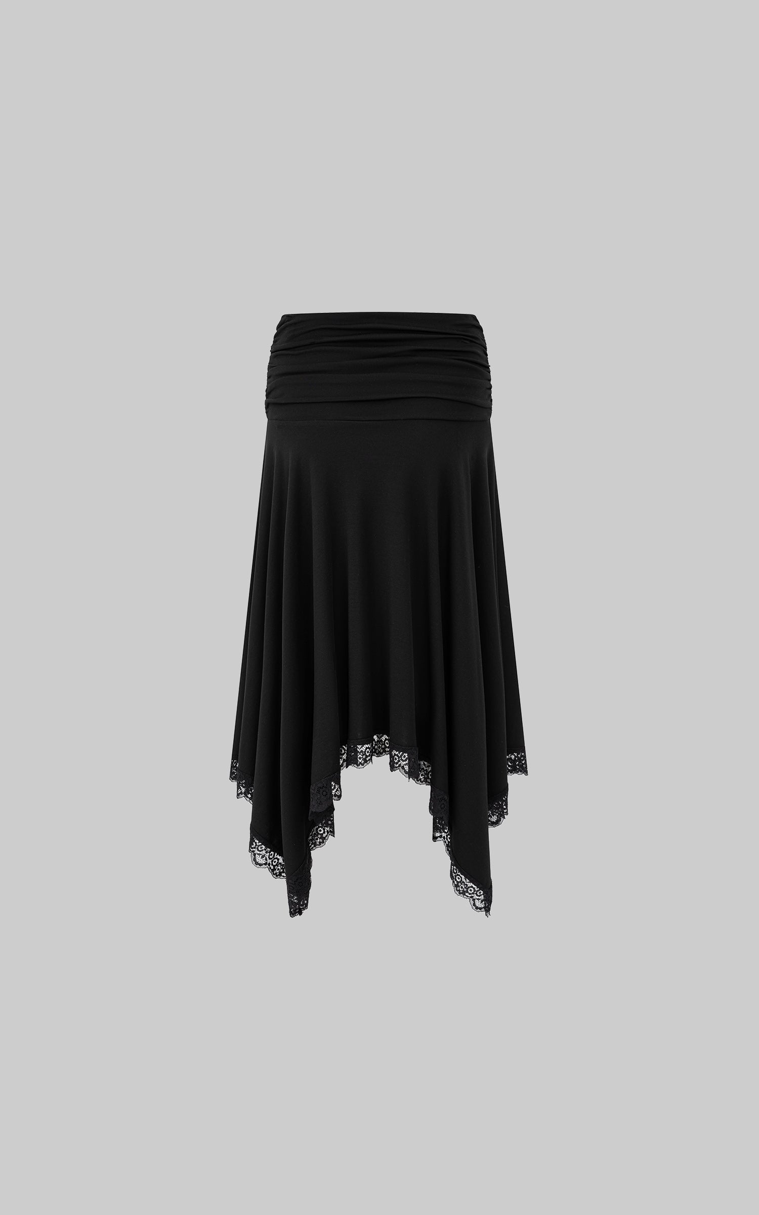 IAMXIAA Jupe midi asymétrique à bordure en dentelle