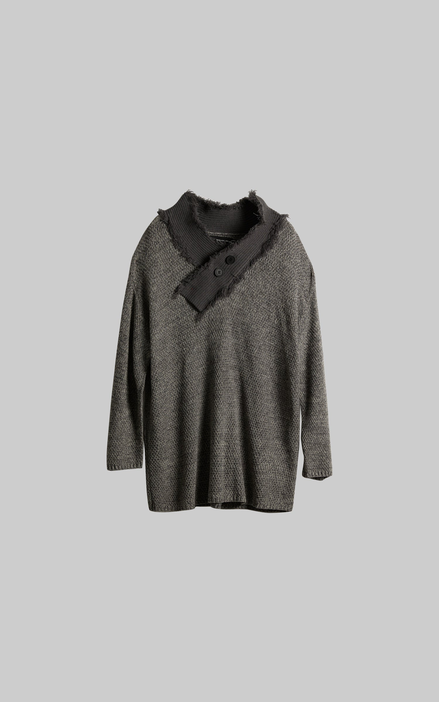 DOINDULGE Textured Asymmetric Collar Knit Sweater