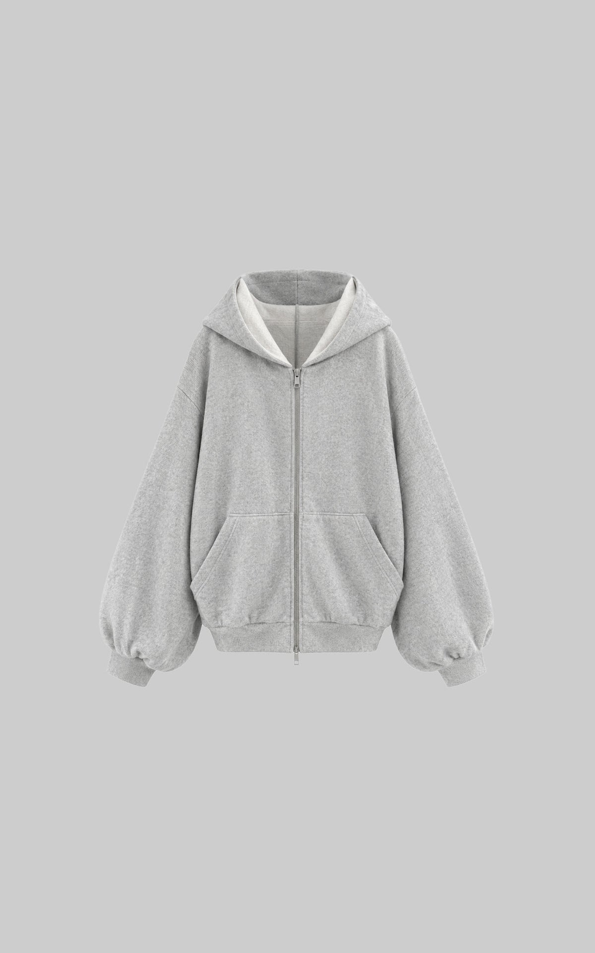 WARDEN EDGE Oversized Draped Batwing Sleeve Hooded Knit Zip-Up Jacket