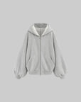 WARDEN EDGE Oversized Draped Batwing Sleeve Hooded Knit Zip-Up Jacket