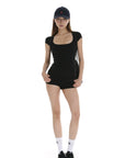 IAMXIAA Square Neck Fitted Short Sleeve T-Shirt