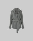 IAMXIAA Belted Ribbed Longline Knit Cardigan
