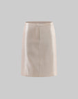 Hydrae Champagne Satin Pencil Midi Skirt
