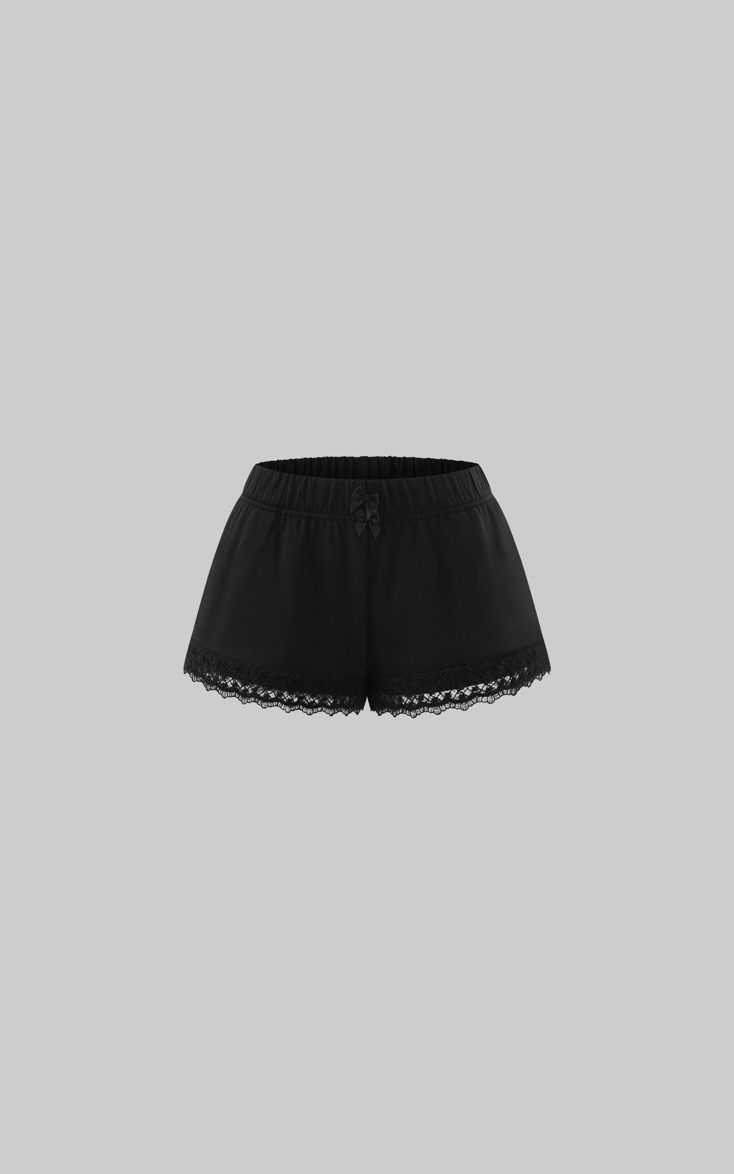 Hydrae Black Lace Trim Satin Mini Shorts