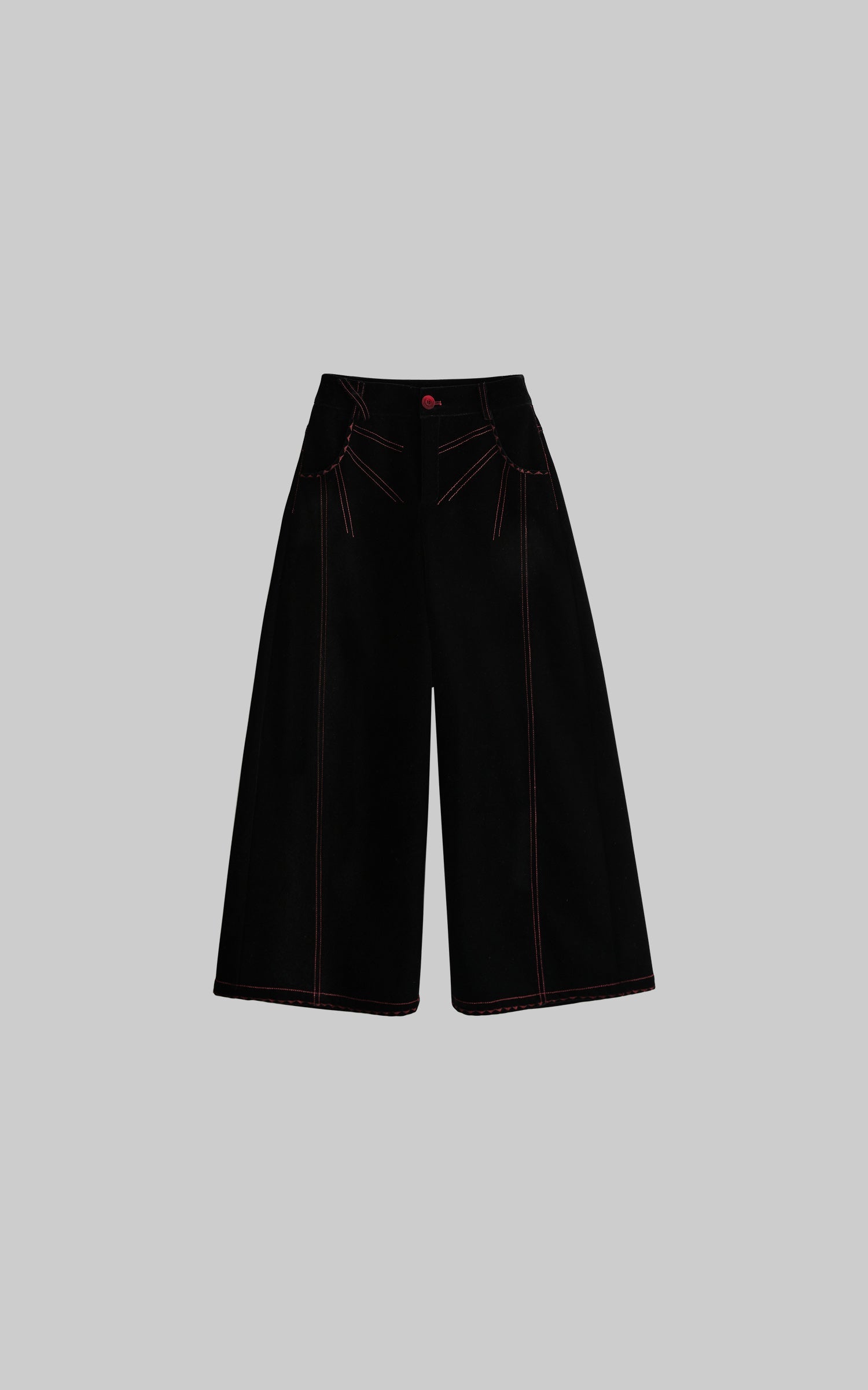 DOINDULGE Contrast-Stitch Wide-Leg Trousers