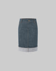 IAMXIAA Denim Folded Hem Midi Skirt