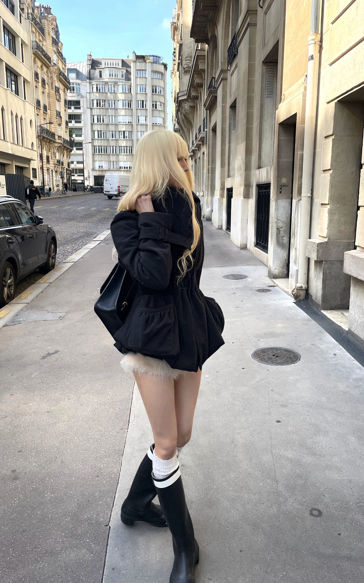 Rase le sol Sculpted Waist Draped Collar Puffer Jacket