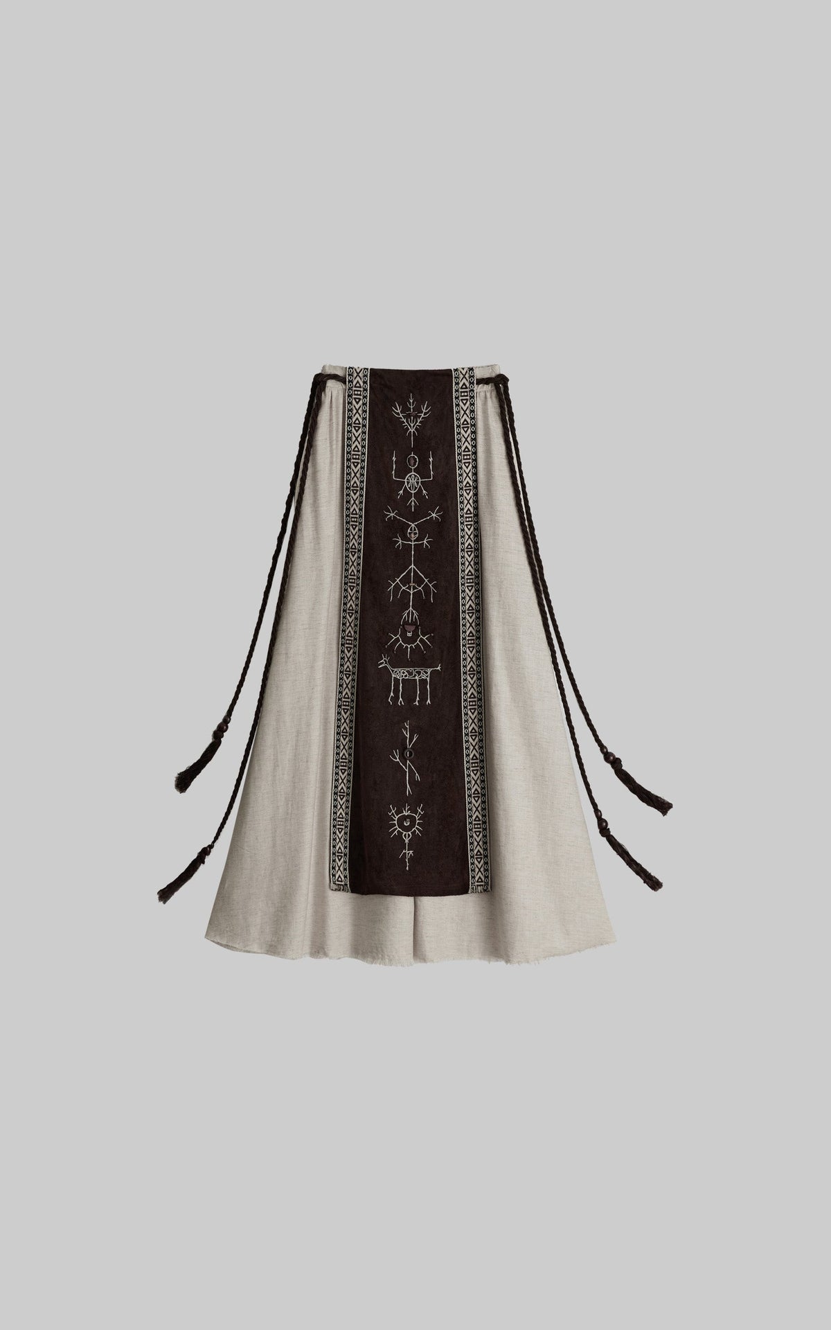 DOINDULGE Jupe longue à taille élastique avec panneau brodé