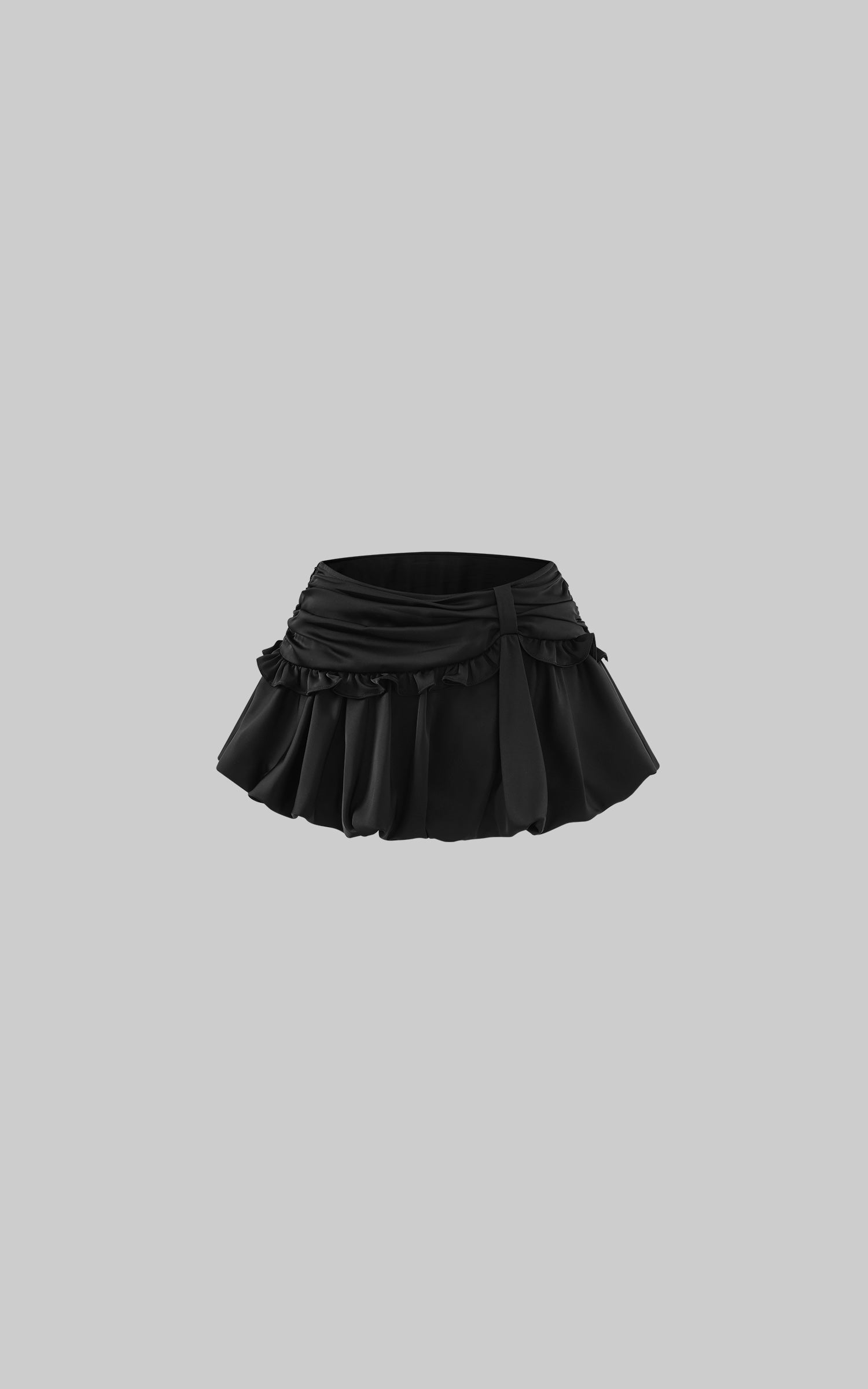 Rase le sol Ruched Ruffle Bubble Mini Skirt