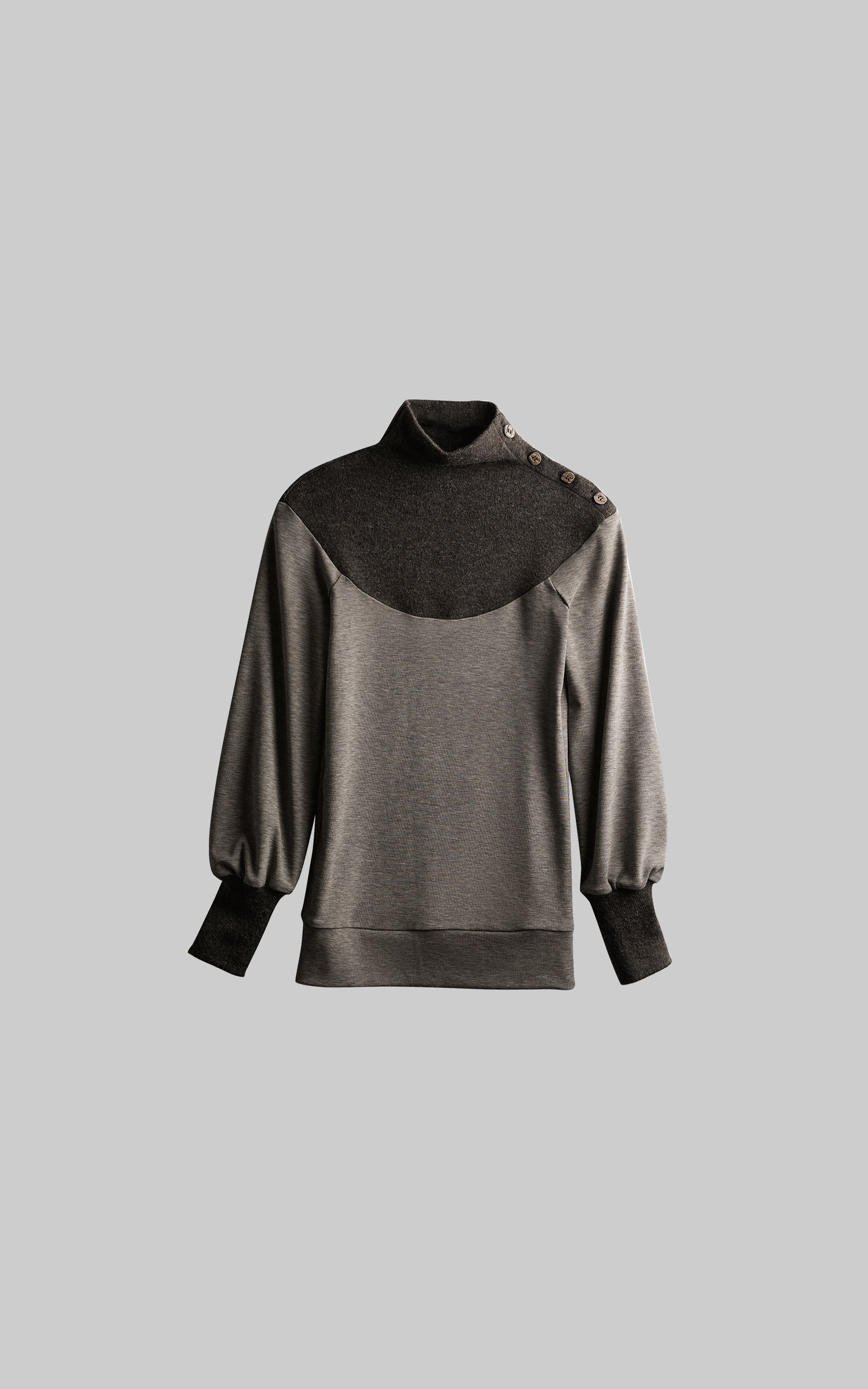 DOINDULGE Contrast-Panel Structured Long Sleeve Top