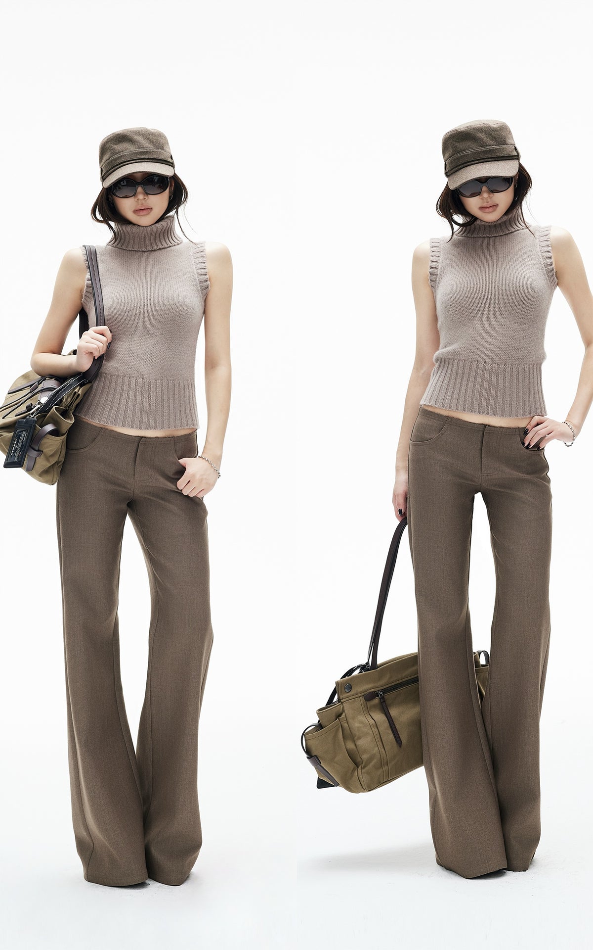IAMXIAA Low-Rise Raw-Edge Tailored Flared Pants