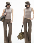 IAMXIAA Low-Rise Raw-Edge Tailored Flared Pants