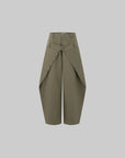 IAMXIAA Layered Waist Button Detail Wide-Leg Barrel Pants