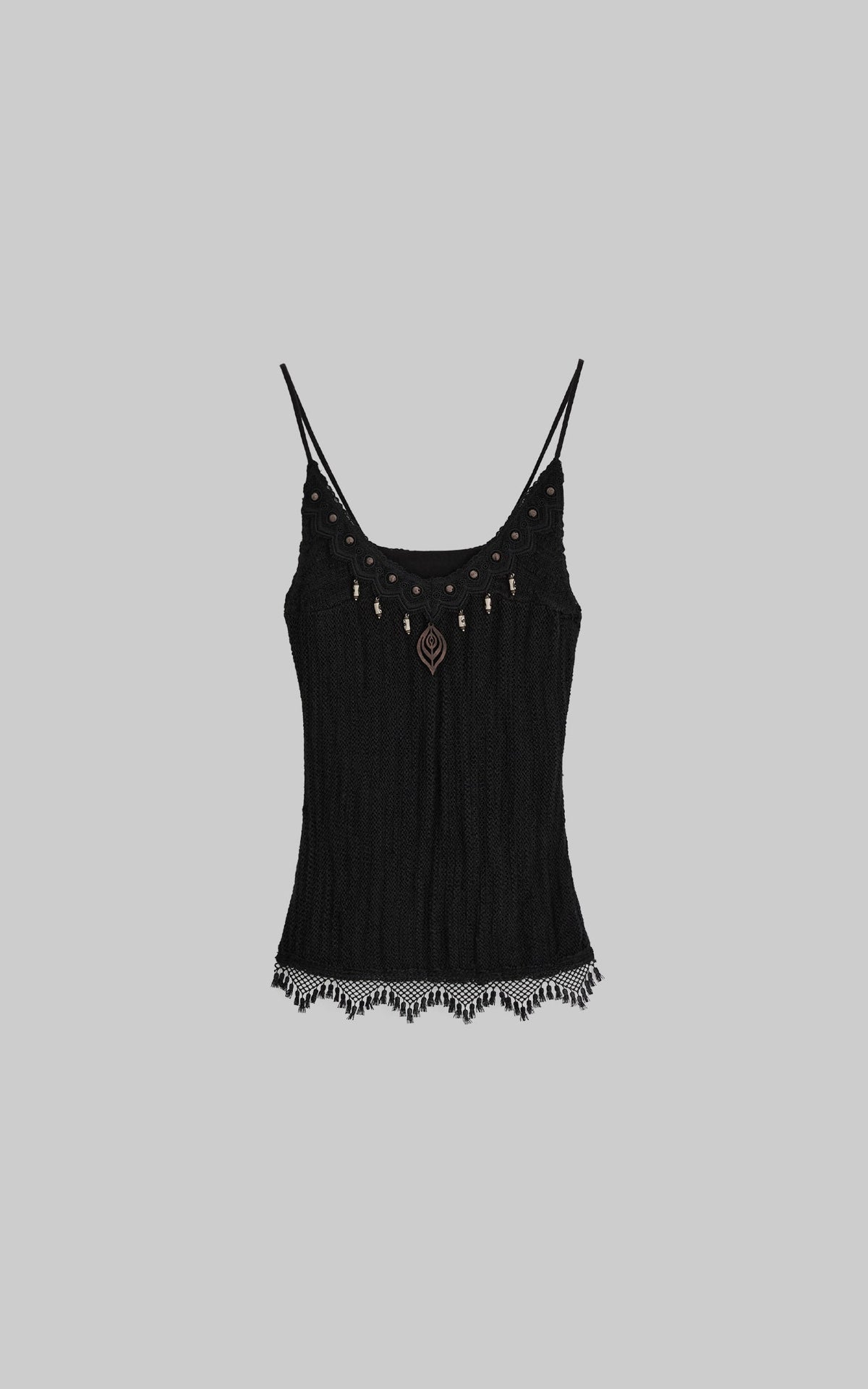 DOINDULGE Gothic Textured Knit Side Slit Camisole Top