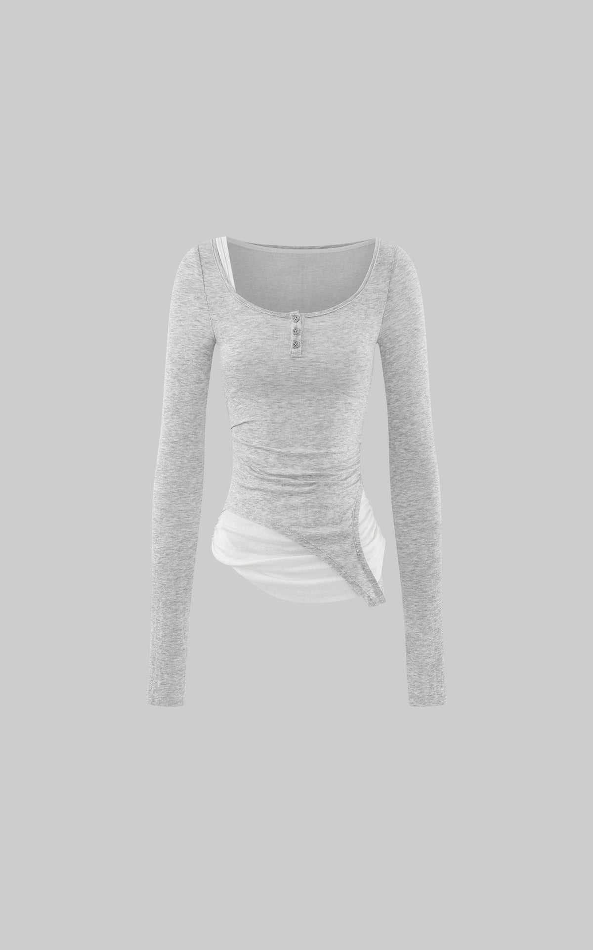 WARDEN EDGE Offset Layered Wool Long-Sleeve Top