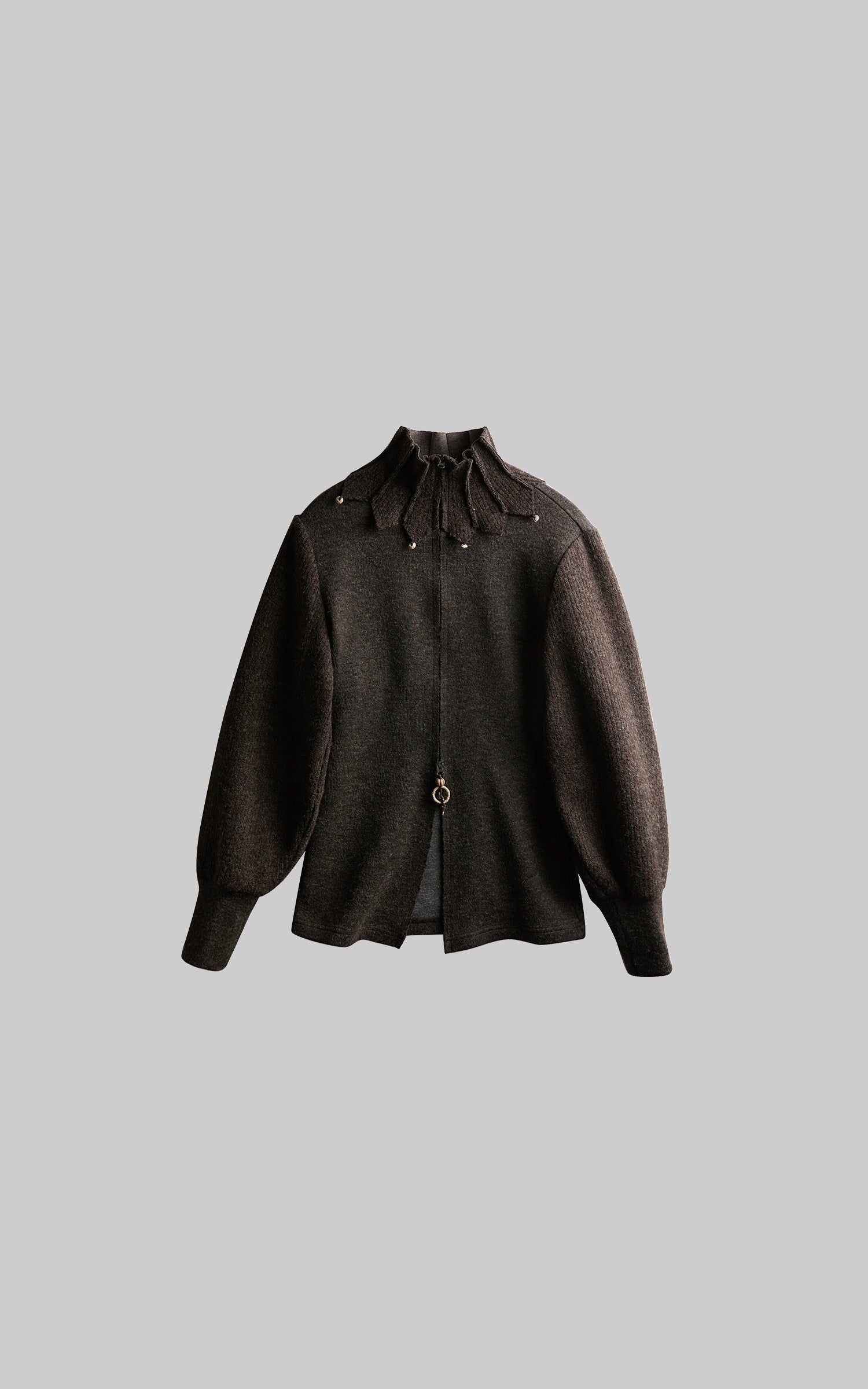 DOINDULGE Structured Wool Jacket with Raw-Edge Collar Detail