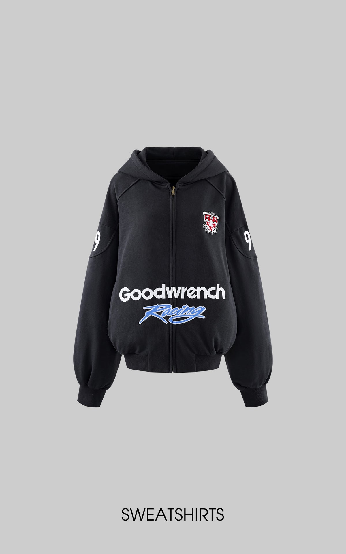 WARDEN EDGE Goodwrench Racing Oversized Graphic Zip Hoodie &amp; Relaxed Shorts Set