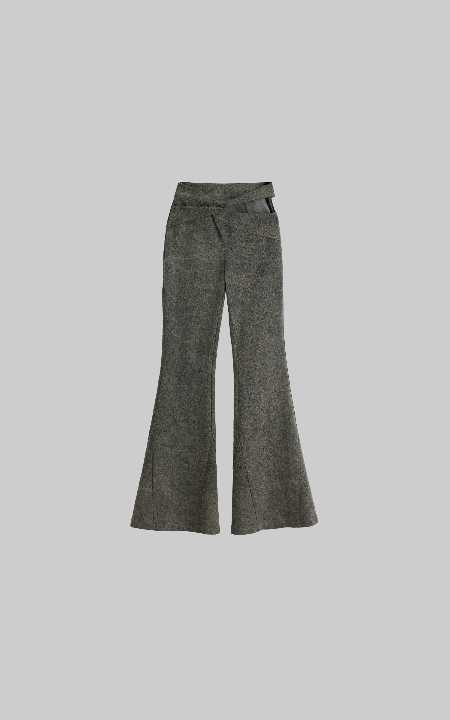 DOINDULGE Crossover Waist Flared Leg Pants