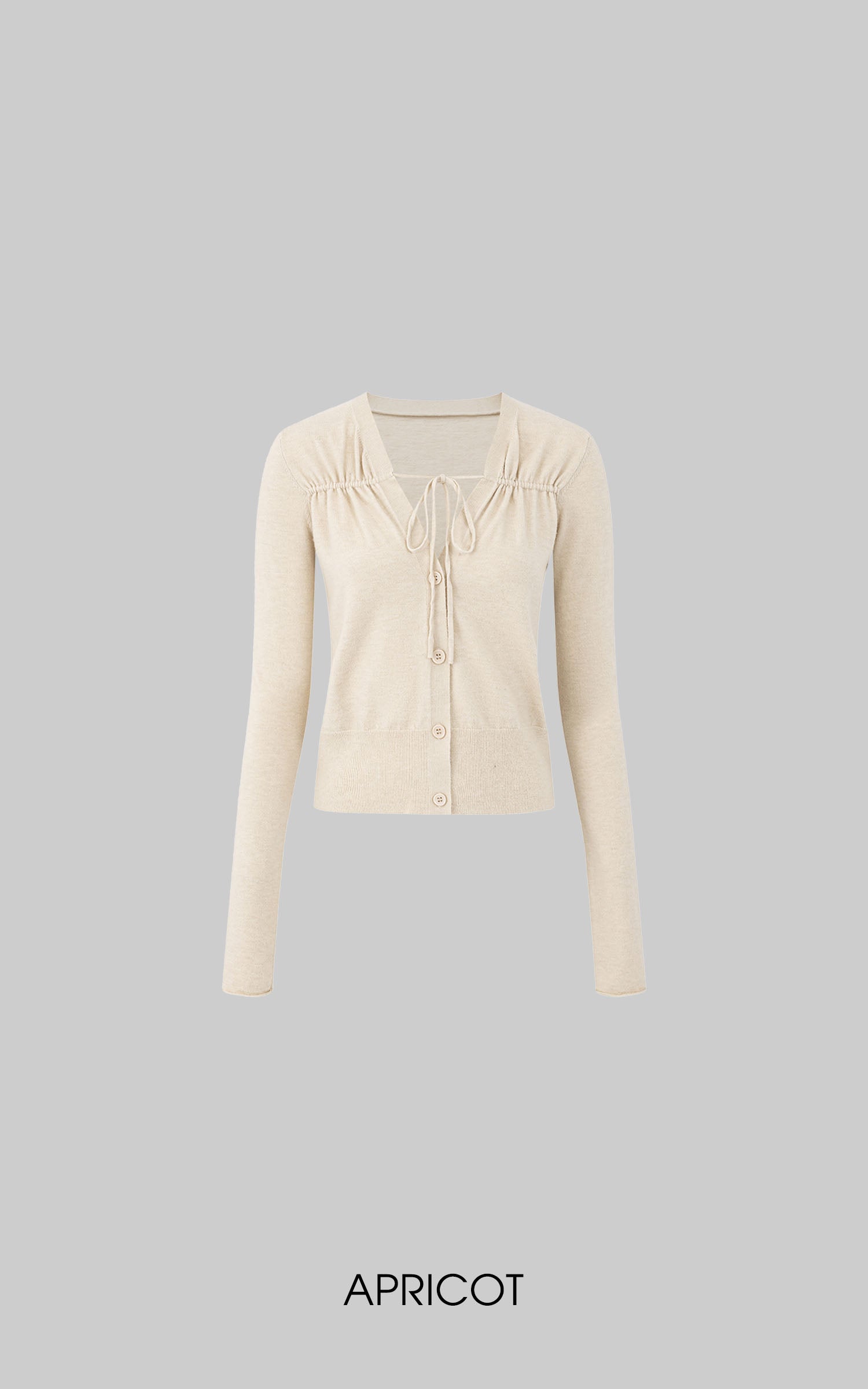 IAMXIAA Lace-Up V-Neck Fitted Cardigan Top