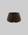 WARDEN EDGE Haut drapé épaules dénudées & ensemble effet suédine Short